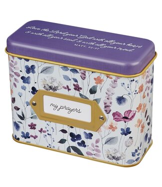 Christian Art Gifts Love the Lord Purple Wildflower Prayer Cards in Tin - Matthew 22:37 | 鐵盒裝祈禱卡