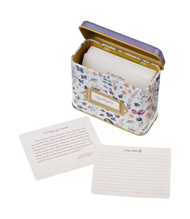 Love the Lord Purple Wildflower Prayer Cards in Tin - Matthew 22:37 | 鐵盒裝祈禱卡