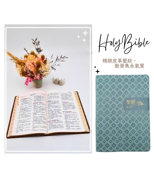 聖經．和合本．紅字橫排．皮面索引．藍金