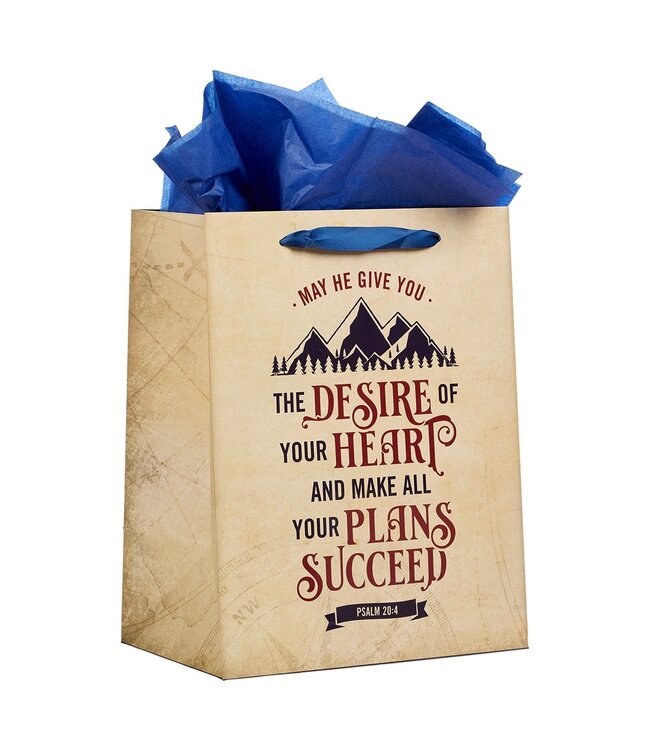 Desires of Your Heart Large Portrait Gift Bag with Card Set - Psalm 28:4 | 大禮物袋附心意卡
