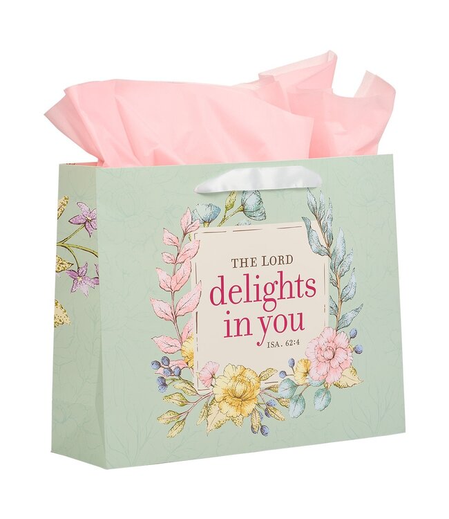 The LORD Delights in You Large Landscape Gift Bag - Isaiah 62:4  | 橫式大禮品袋附心意卡