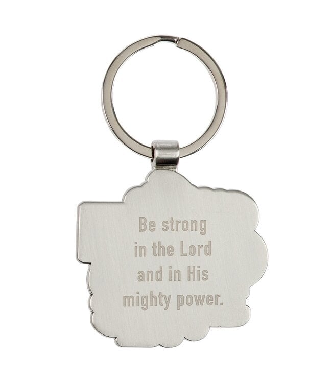Be Strong in the Lord Silver Metal Keychain - Ephesians 6:10 | 金屬鑰匙圈