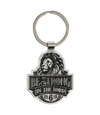 Christian Art Gifts Be Strong in the Lord Lion Silver Metal Keychain - Ephesians 6:10  | 金屬鑰匙圈