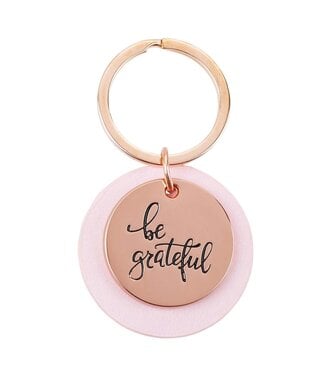 Christian Art Gifts Be Grateful Rose Gold Key Ring with Soft Pink Disc | 鑰匙圈