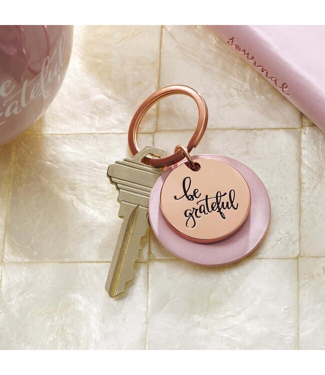 Be Grateful Rose Gold Key Ring with Soft Pink Disc | 鑰匙圈