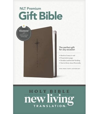 Tyndale House Premium Gift Bible NLT, Filament Enabled (LeatherLike, Star Cross Taupe, Red Letter)