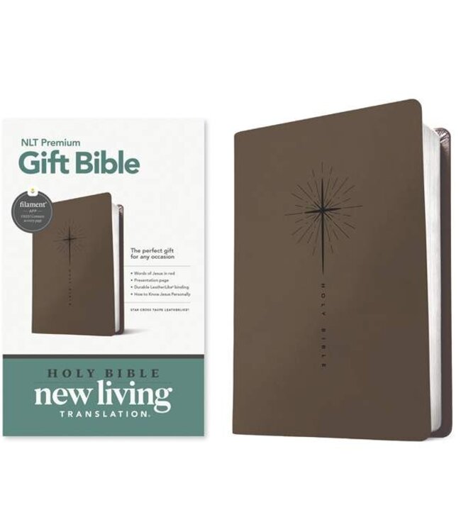 Premium Gift Bible NLT, Filament Enabled (LeatherLike, Star Cross Taupe, Red Letter)