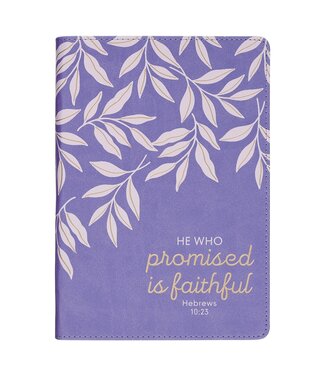 Christian Art Gifts Journal Classic Purple He Who Promised Is Faithful Heb. 10:23