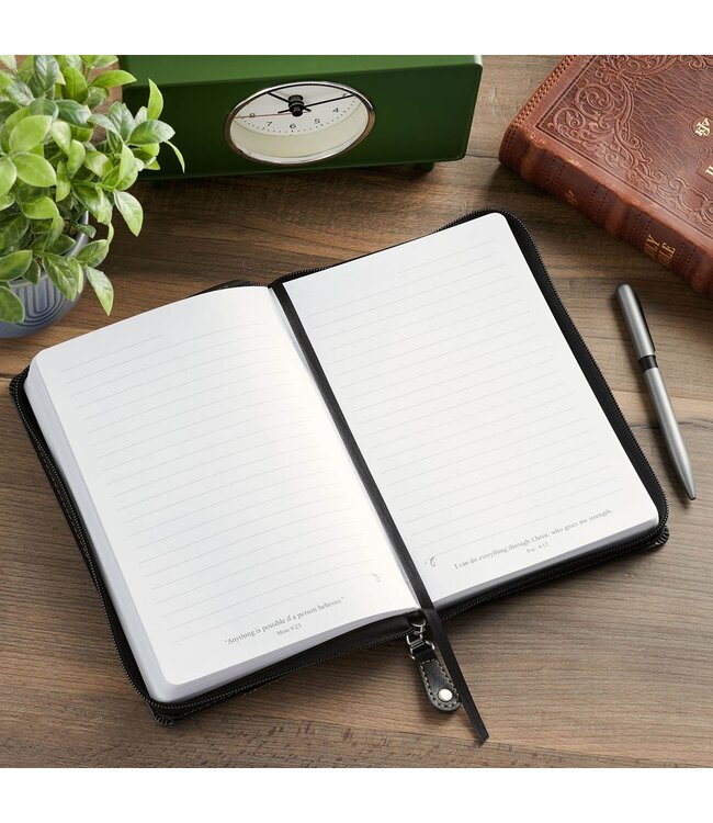 Man of God Espresso Brown and Walnut Faux Leather Classic Journal with Zipper Closure - 1 Timothy 6:11 | 仿皮筆記本，附拉鍊封口 