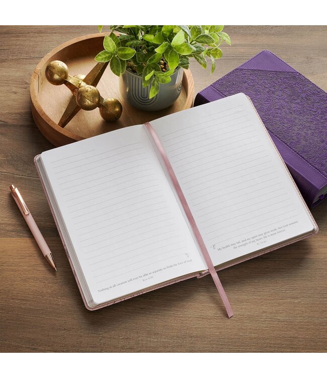 Strength and Dignity Dusty Purple Floral Faux Leather Classic Journal - Proverbs 31:25 | 仿皮筆記本