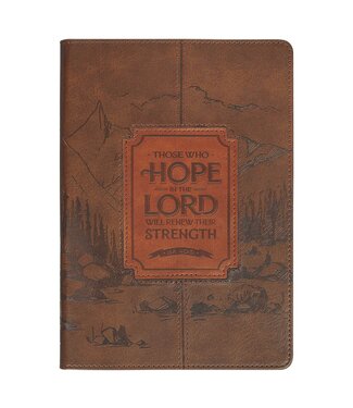Christian Art Gifts Hope in the Lord Chestnut Brown Faux Leather Classic Journal - Isaiah 40:31 | 仿皮筆記本