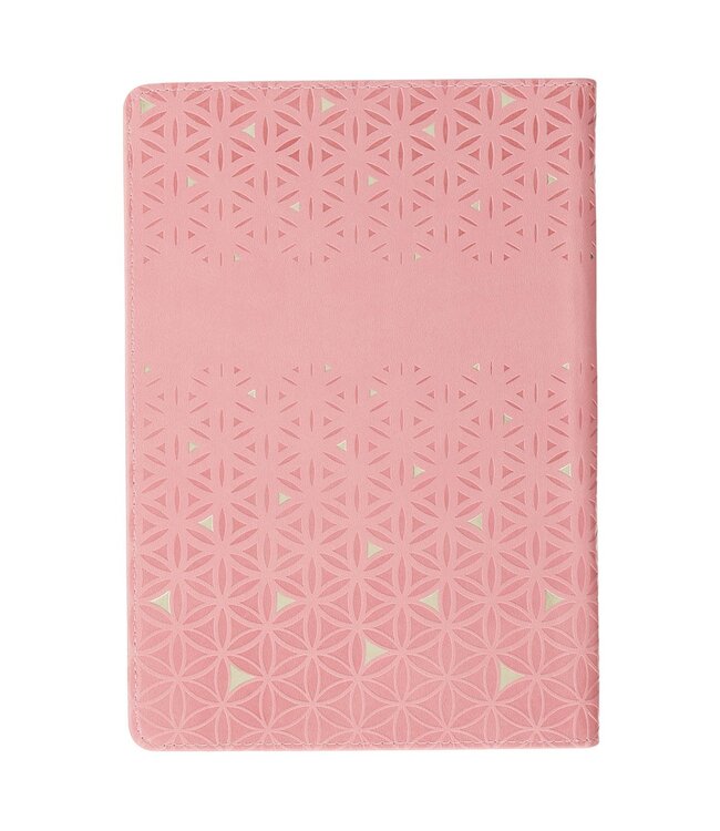 Be Still and Know Geometric Pink Faux Leather Journal with Zipper Closure - Psalm 46:10 | 仿皮筆記本，附拉鍊封口