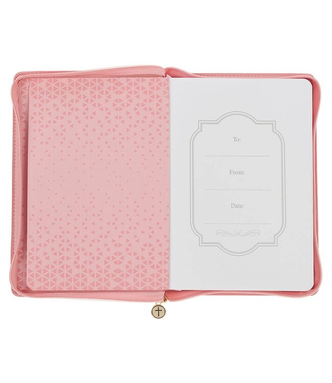 Be Still and Know Geometric Pink Faux Leather Journal with Zipper Closure - Psalm 46:10 | 仿皮筆記本，附拉鍊封口