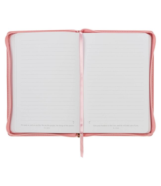 Be Still and Know Geometric Pink Faux Leather Journal with Zipper Closure - Psalm 46:10 | 仿皮筆記本，附拉鍊封口