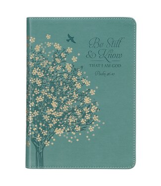 Christian Art Gifts Be Still & Know Teal Faux Leather Classic Journal - Psalm 46:10 | 仿皮筆記本