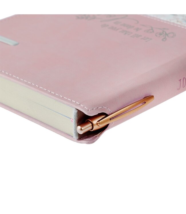 Done in Love Pink Floral Classic Journal with Elastic Closure and Pen Holder - 1 Corinthians 16:14 | 仿皮筆記本 附彈性封口與筆插