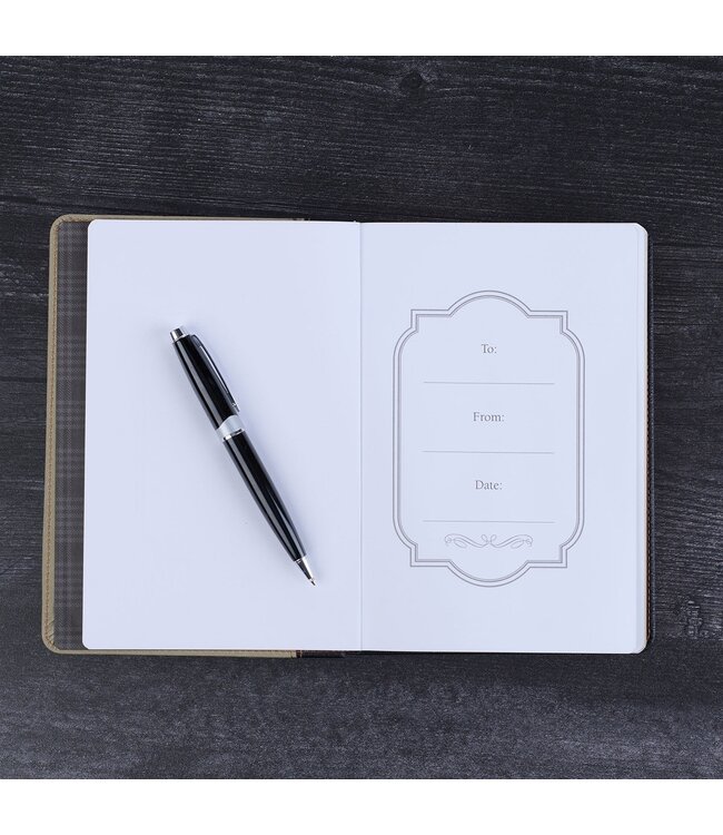 Trust in the Lord Black and Sand Faux Leather Classic Journal with Pen Holder - Proverbs 3:5 | 仿皮筆記本附筆槽