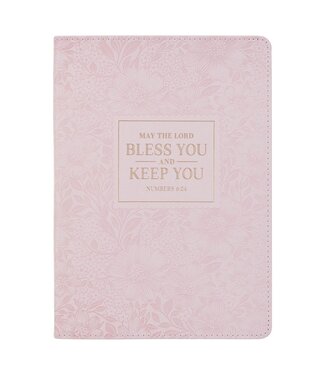 Christian Art Gifts Bless and Keep You Blush Bloom Faux Leather Classic Journal - Numbers 6:24 | 仿皮筆記本