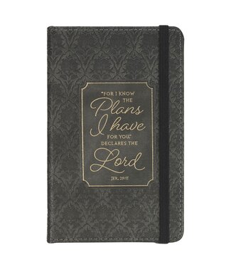Christian Art Gifts I Know the Plans Graphite Gray Faux Leather Hardcover Notebook with Elastic Closure - Jeremiah 29:11 | 仿皮硬皮筆記本配彈性封口