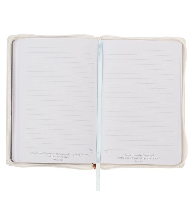 A Sweet Friendship Bright Floral Wreath Faux Leather Classic Journal with Zipper Closure - Proverbs 27:9 | 仿皮拉鍊筆記本