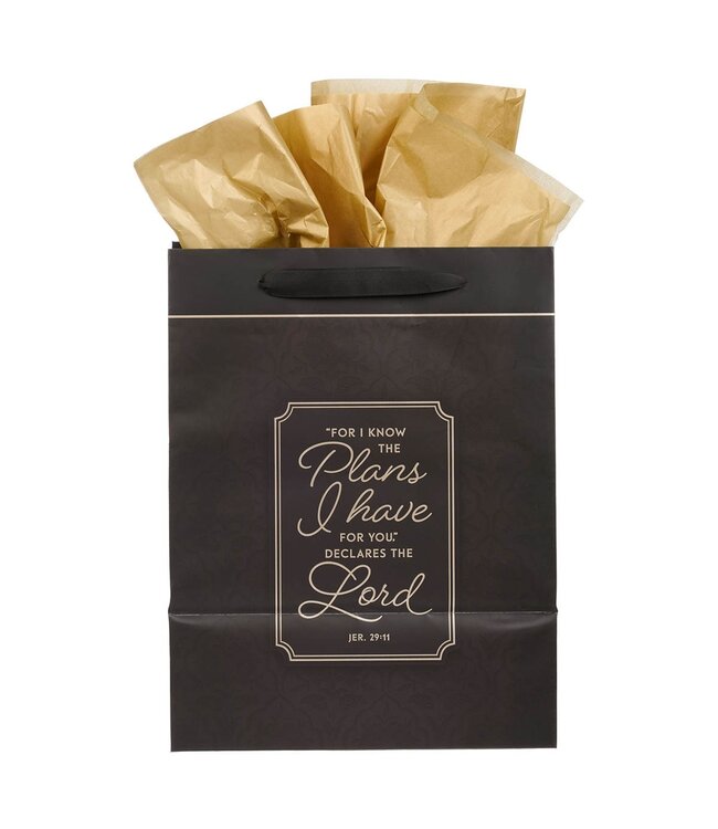 I Know the Plans Graphite Gray Large Portrait Gift Bag - Jeremiah 29:11 | 禮物袋（大）
