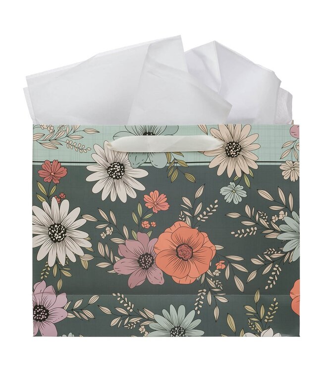 Be Still Teal Botanical Large Landscape Gift Bag - Psalm 46:10 | 禮物袋（大）