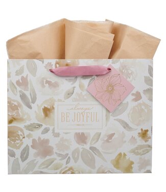 Christian Art Gifts Always Be Joyful Dusty Mauve Large Landscape Gift Bag - 1 Thessalonians 5:16 | 禮物袋（大）