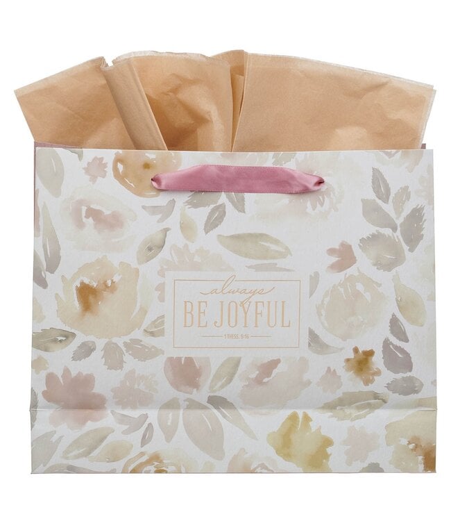 Always Be Joyful Dusty Mauve Large Landscape Gift Bag - 1 Thessalonians 5:16 | 禮物袋（大）