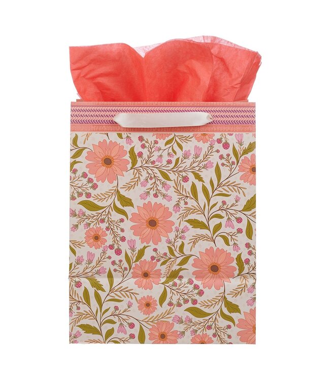 Trust In The Lord Coral Cascade Large Portrait Gift Bag - Isaiah 40:31 | 禮物袋（大）