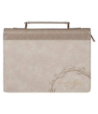 Christian Art Gifts Amazing Grace Taupe Crown of Thorns Faux Leather Fashion Bible Cover - Isaiah 53:5 | 仿皮時尚聖經套