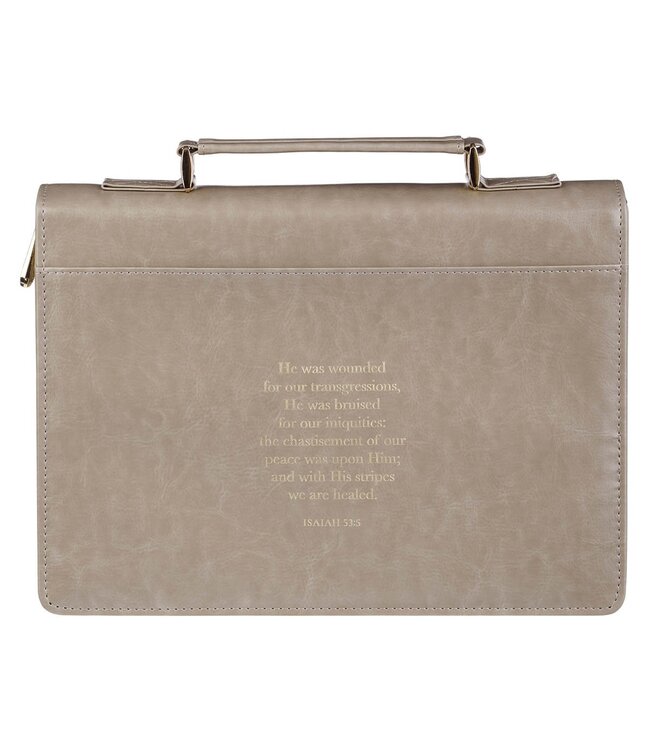Amazing Grace Taupe Crown of Thorns Faux Leather Fashion Bible Cover - Isaiah 53:5 | 仿皮時尚聖經套