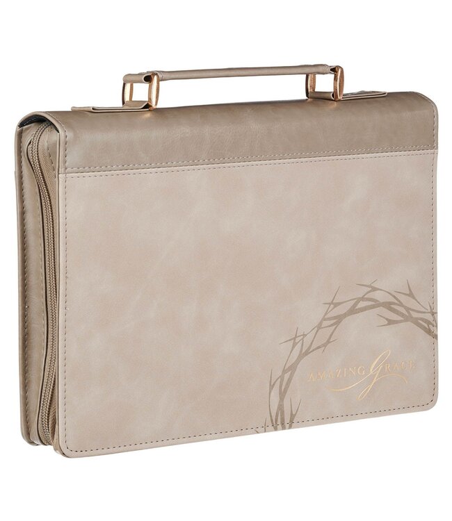 Amazing Grace Taupe Crown of Thorns Faux Leather Fashion Bible Cover - Isaiah 53:5 | 仿皮時尚聖經套