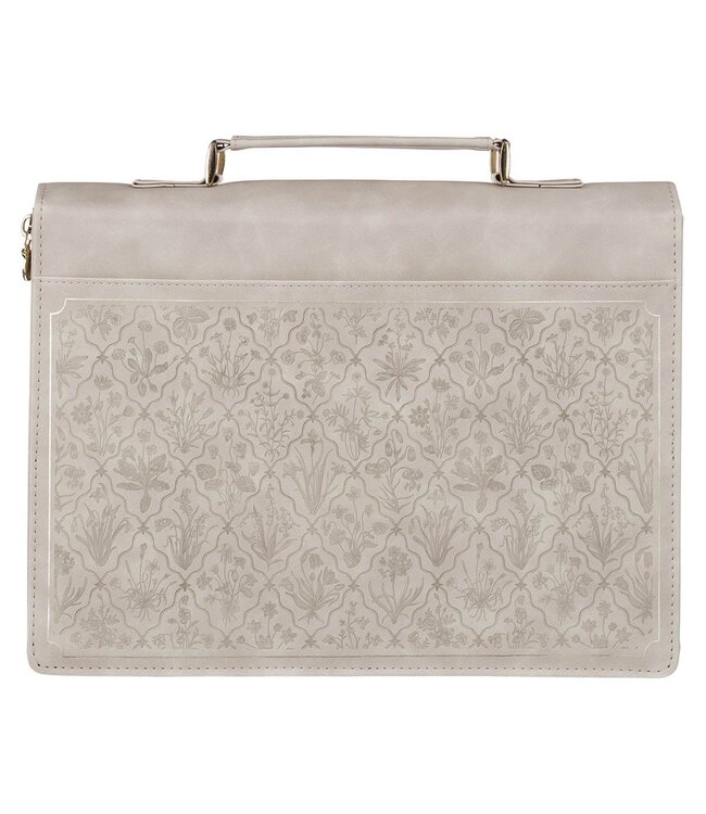 Sufficient Grace Taupe Wildflower Tapestry Faux Leather Fashion Bible Cover - 2 Corinthians 12:9 | 仿皮時尚聖經套