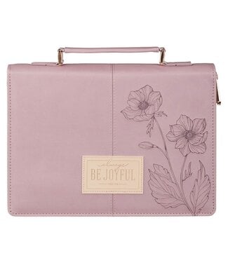 Christian Art Gifts Always Be Joyful Dusty Mauve Faux Leather Fashion Bible Cover - 1 Thessalonians 5:16 | 仿皮時尚聖經套