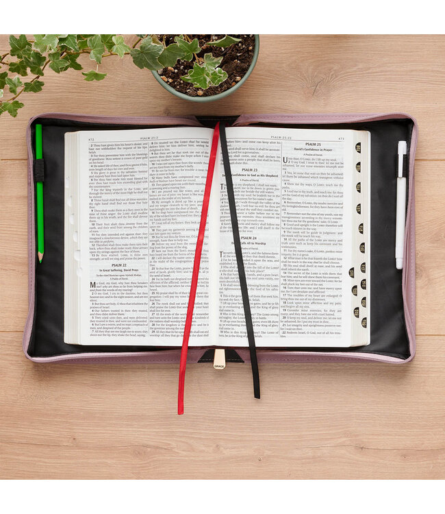 Always Be Joyful Dusty Mauve Faux Leather Fashion Bible Cover - 1 Thessalonians 5:16 | 仿皮時尚聖經套