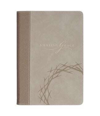Christian Art Gifts Amazing Grace Taupe Crown of Thorns Classic Faux Leather Journal - Isaiah 53:5 | 仿皮筆記本