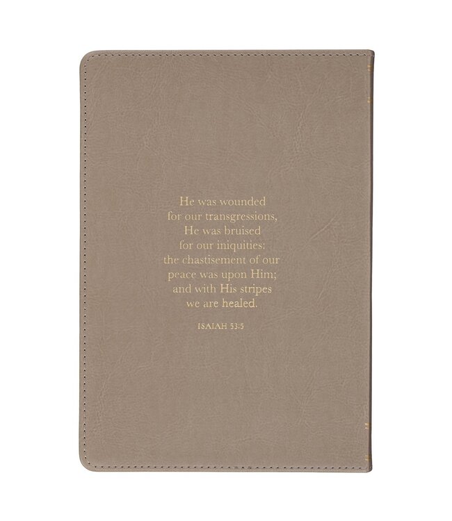 Amazing Grace Taupe Crown of Thorns Classic Faux Leather Journal - Isaiah 53:5 | 仿皮筆記本