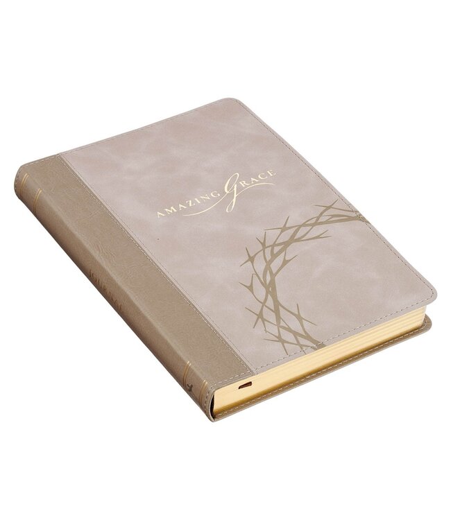Amazing Grace Taupe Crown of Thorns Classic Faux Leather Journal - Isaiah 53:5 | 仿皮筆記本