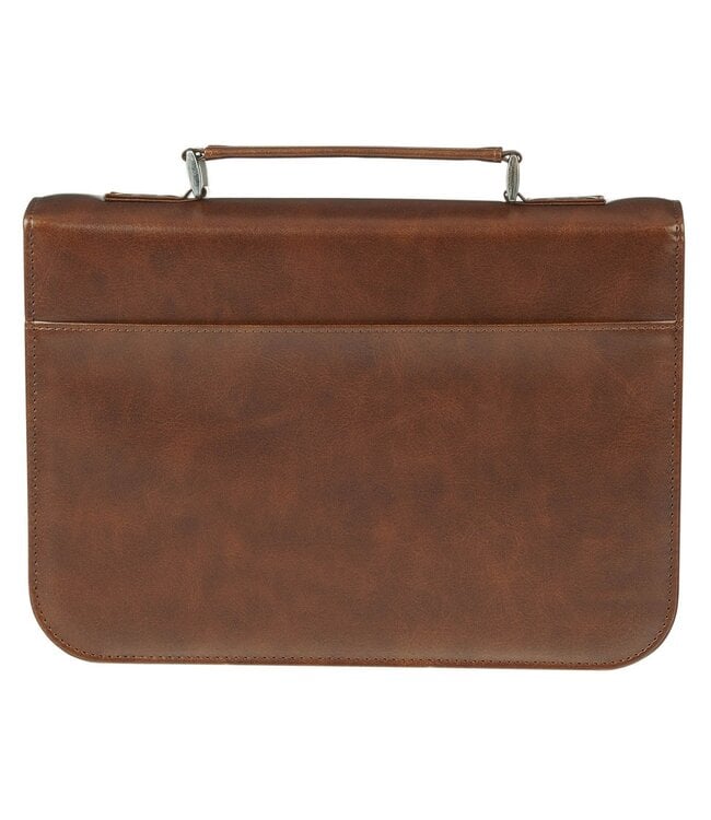 The Lord is My Strength Lion Honey-brown Faux Leather Classic Bible Cover - Exodus 15:2 | 仿皮經典聖經套