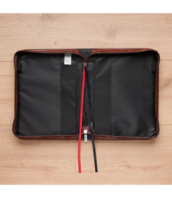 The Lord is My Strength Lion Honey-brown Faux Leather Classic Bible Cover - Exodus 15:2 | 仿皮經典聖經套