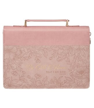 Christian Art Gifts Be Still and Know Pink Floral Faux Leather Fashion Bible Cover - Psalm 46:10 | 仿皮時尚聖經套
