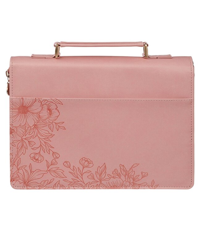 Be Still and Know Pink Floral Faux Leather Fashion Bible Cover - Psalm 46:10 | 仿皮時尚聖經套