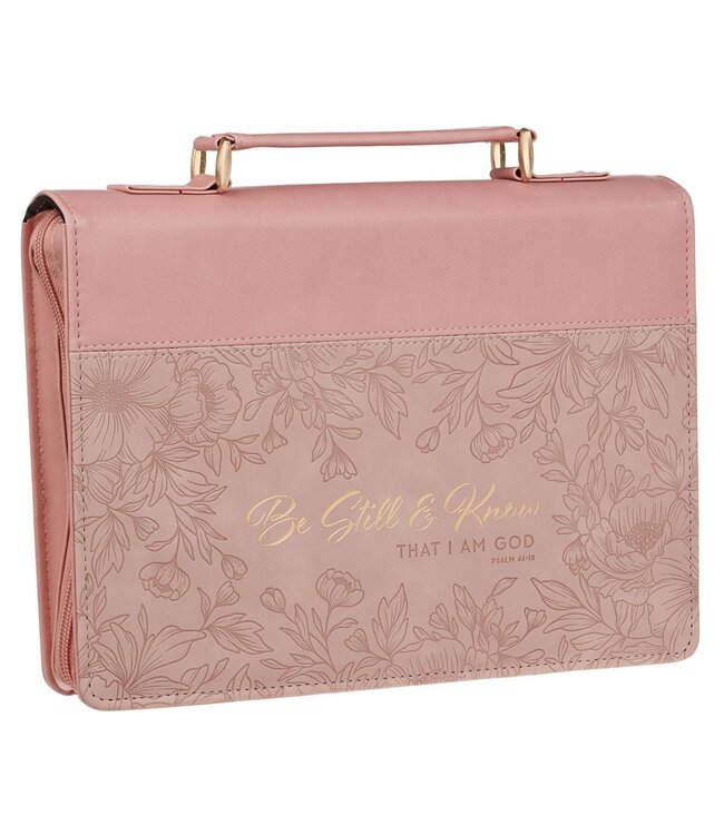 Be Still and Know Pink Floral Faux Leather Fashion Bible Cover - Psalm 46:10 | 仿皮時尚聖經套