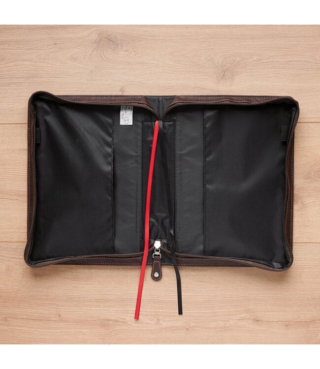 Pursue Righteousness Black and Walnut Brown Faux Leather Classic Bible Cover - 1 Timothy 6:11 | 仿皮經典聖經套