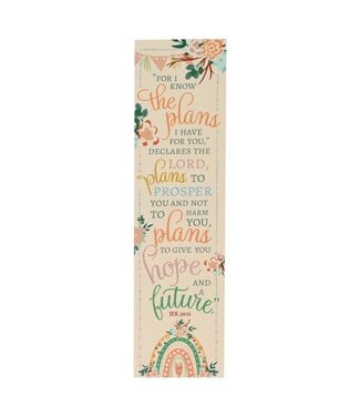 Christian Art Gifts I Know the Plans Peach Floral Sunday School/Teacher Bookmark Set - Jeremiah 29:11 (Pack Of 10)  | 主日學／教師書籤套組（一包10張）