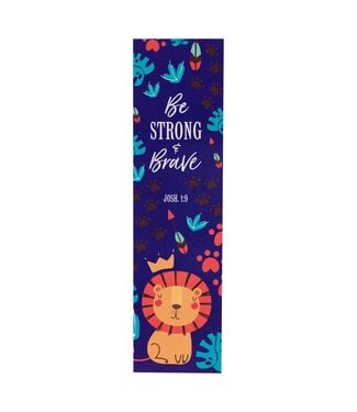 Christian Art Gifts Be Strong and Brave Lion Sunday School/Teacher Bookmark Set - Joshua 1:9 Image Back (Pack Of 10)  | 主日學／教師書籤套組（一包10張）