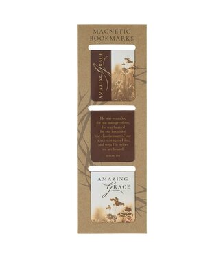 Christian Art Gifts Amazing Grace Wildflower Die-cut Magnetic Bookmark Set - Isaiah 53:5 | 磁性書籤套組