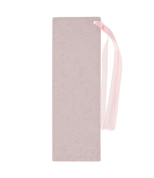 Bless and Keep You Blush Floral Faux Leather Bookmark - Numbers 6:24 | 仿皮書簽