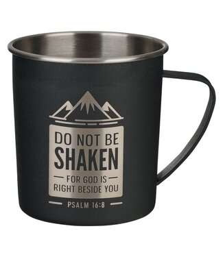 Christian Art Gifts Do Not Be Shaken Black Camp-style Stainless Steel Mug - Psalm 16:8 | 露營風格不鏽鋼馬克杯