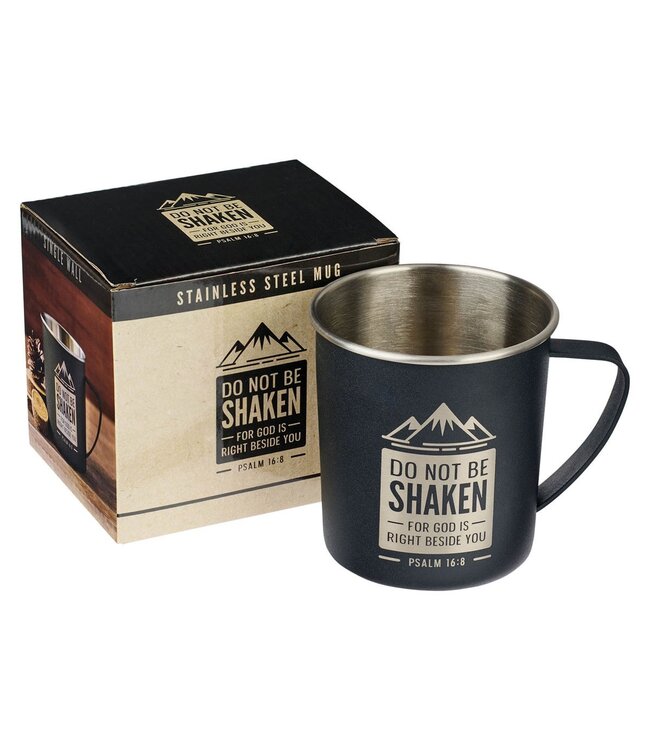 Do Not Be Shaken Black Camp-style Stainless Steel Mug - Psalm 16:8 | 露營風格不鏽鋼馬克杯